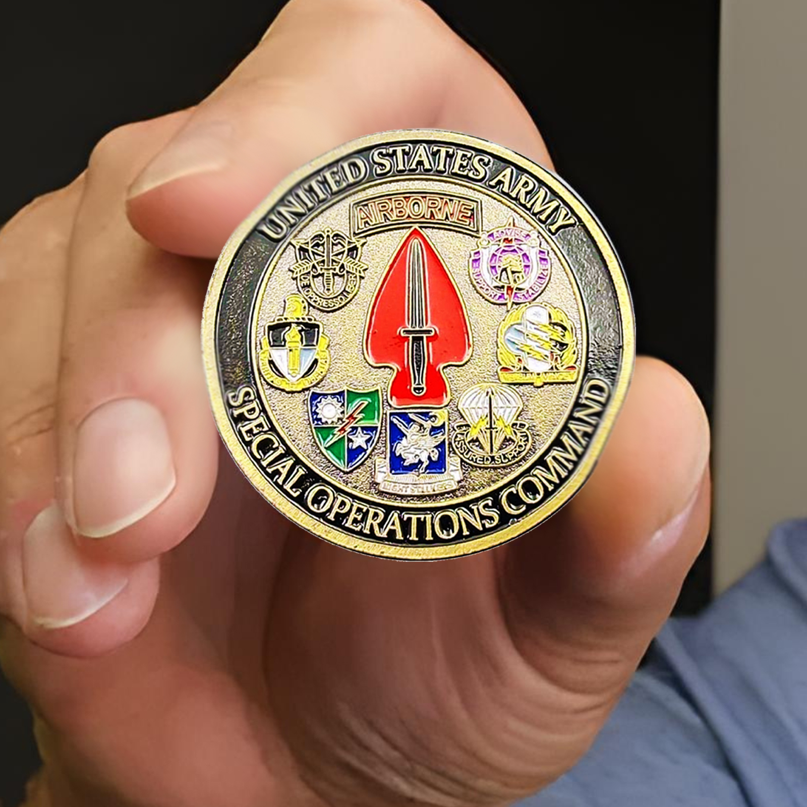 Military Fan Badge American Painted Commemorative Medals Coins