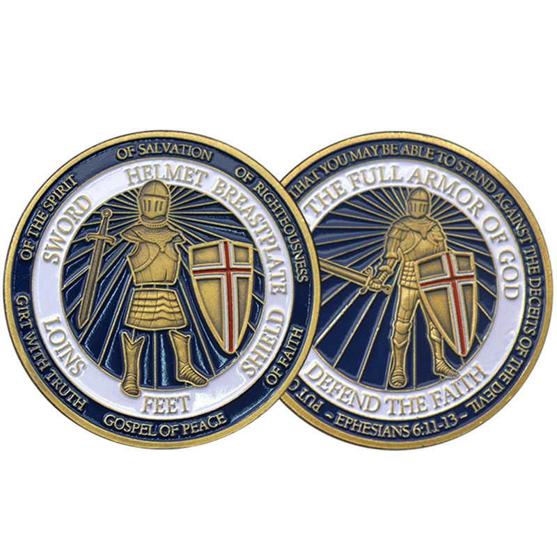 Armor Warrior Knight Napphire Copper Painted Commemorative Coin
