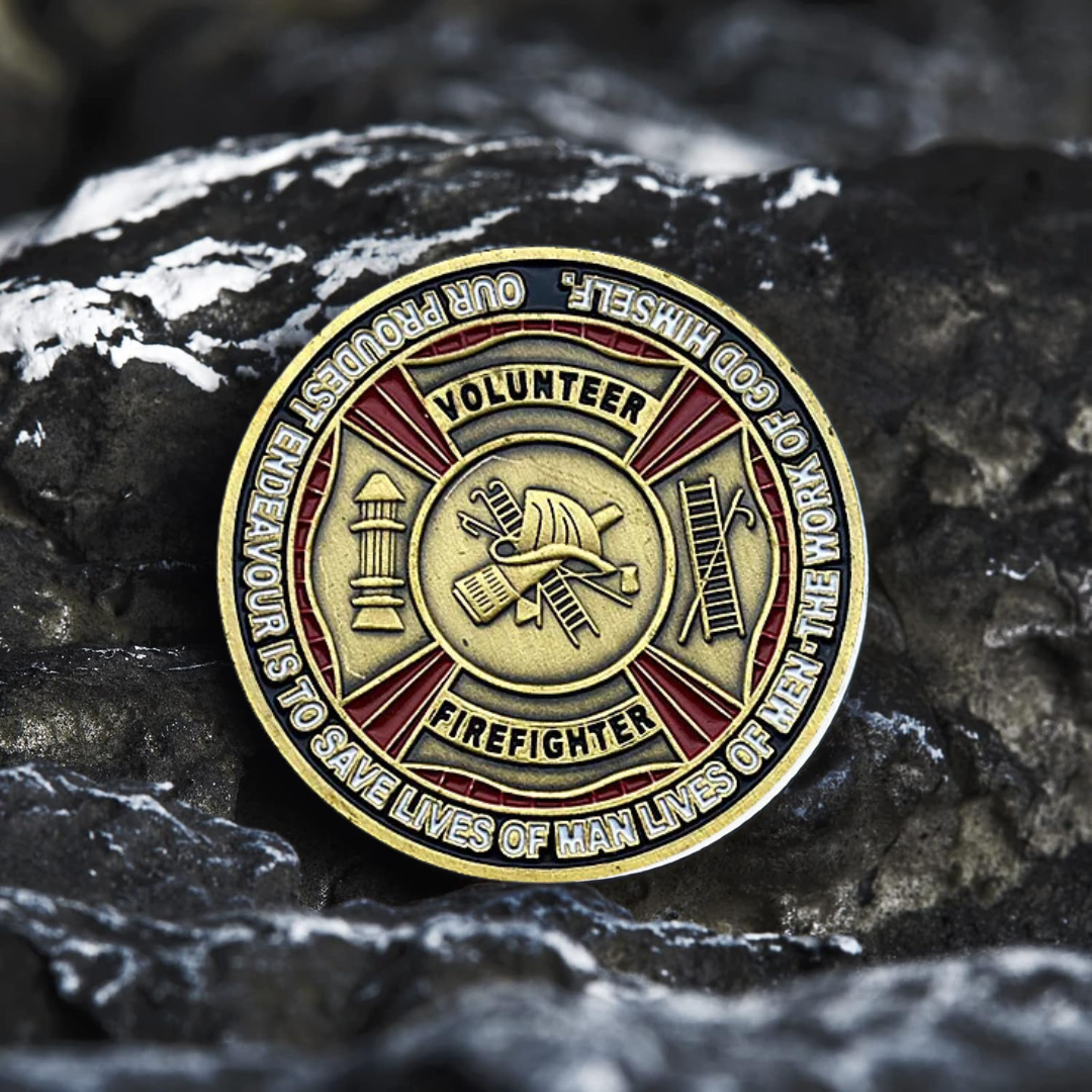 US Volunteer Firefighter Challenge Coin Respect Gratitude Collectible Souvenir