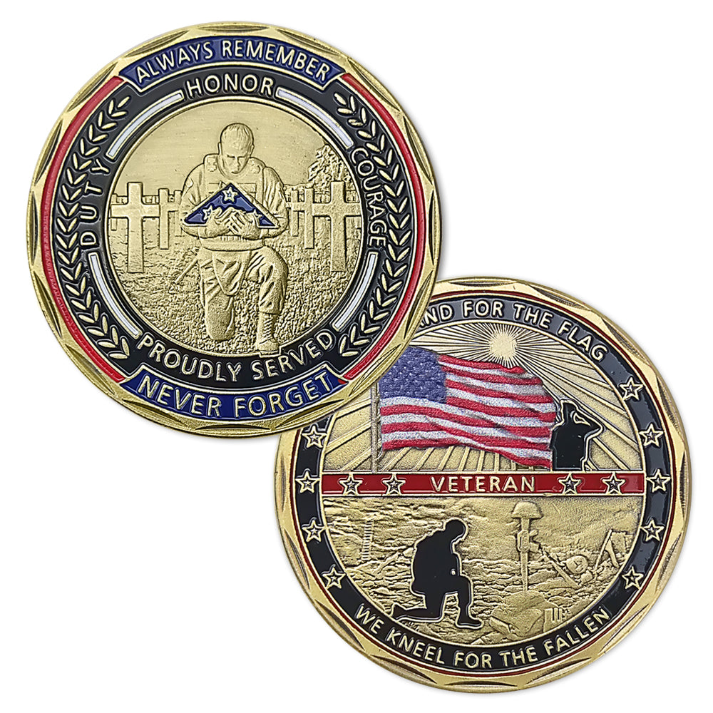 United States Veteran We Stand for the Flag Challenge Coin Military Retirement Gifts-AtSKnSK