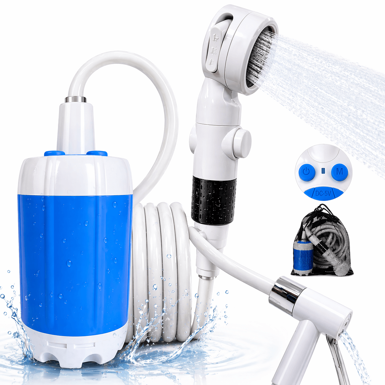 Portable Camping Shower Pump | Rechargeable Outdoor Shower Kit