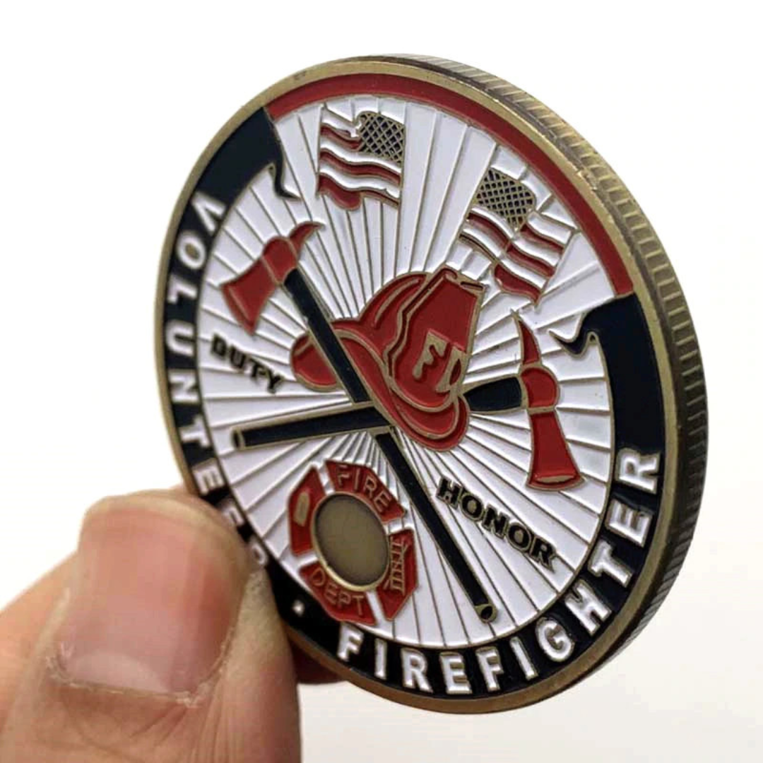 US Volunteer Firefighter Challenge Coin Respect Gratitude Collectible Souvenir