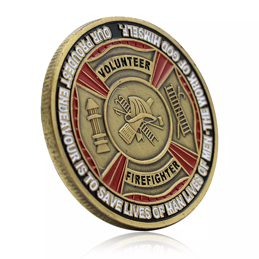 US Volunteer Firefighter Challenge Coin Respect Gratitude Collectible Souvenir