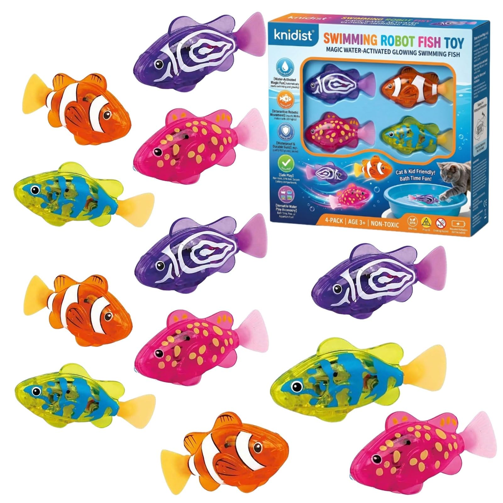 Swimming Robot Fish – LED Light Up Interactive Toy for Water