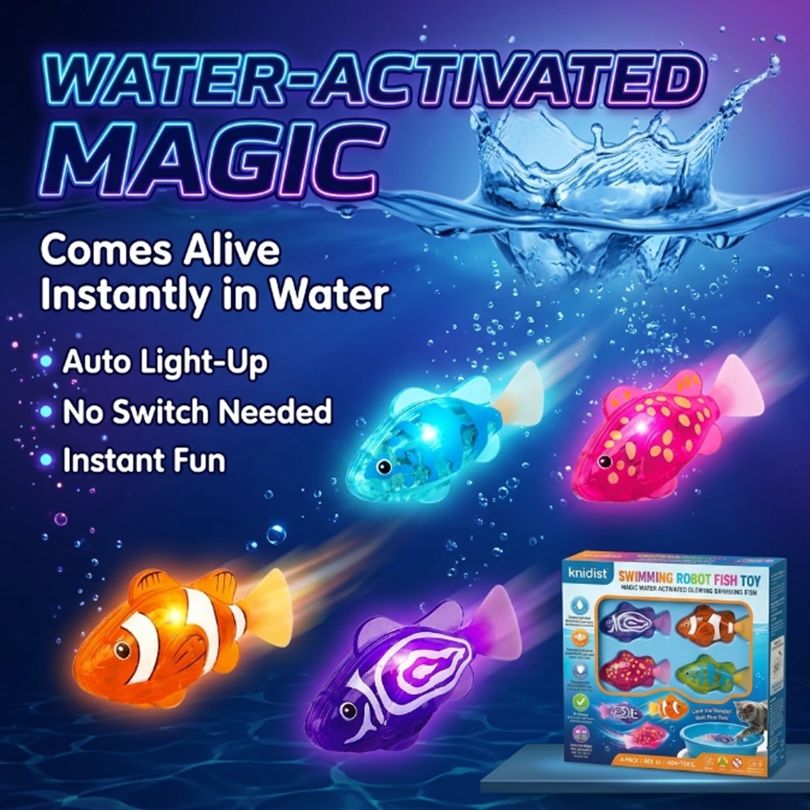 Swimming Robot Fish – LED Light Up Interactive Toy for Water