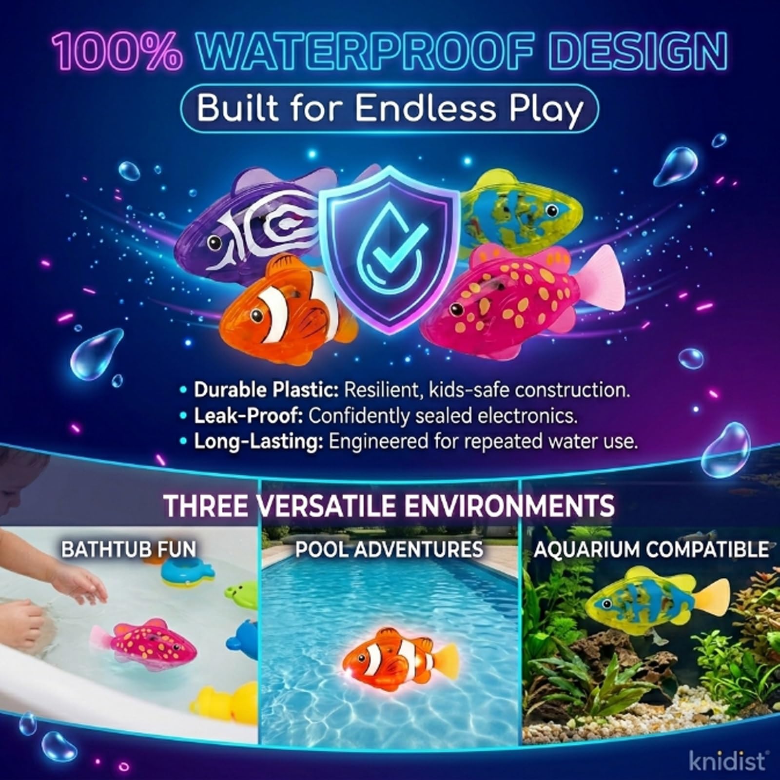 Swimming Robot Fish – LED Light Up Interactive Toy for Water
