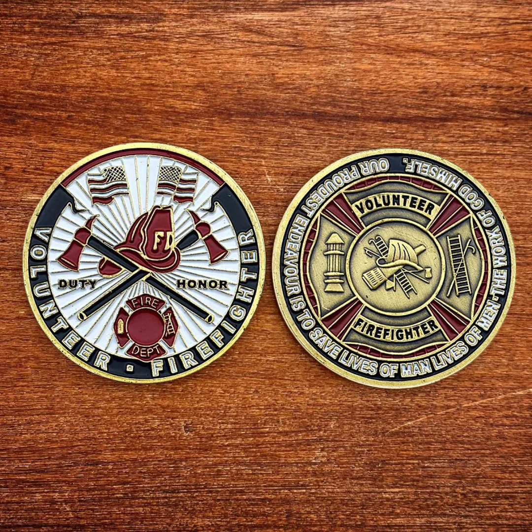 US Volunteer Firefighter Challenge Coin Respect Gratitude Collectible Souvenir