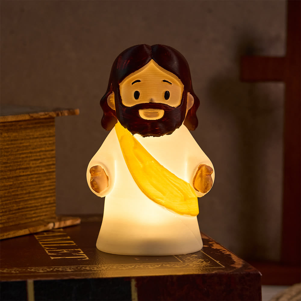 Christianartworkshop Glowing Jesus Tap Light Easter Ornament: Merge Playful Charm with His Care