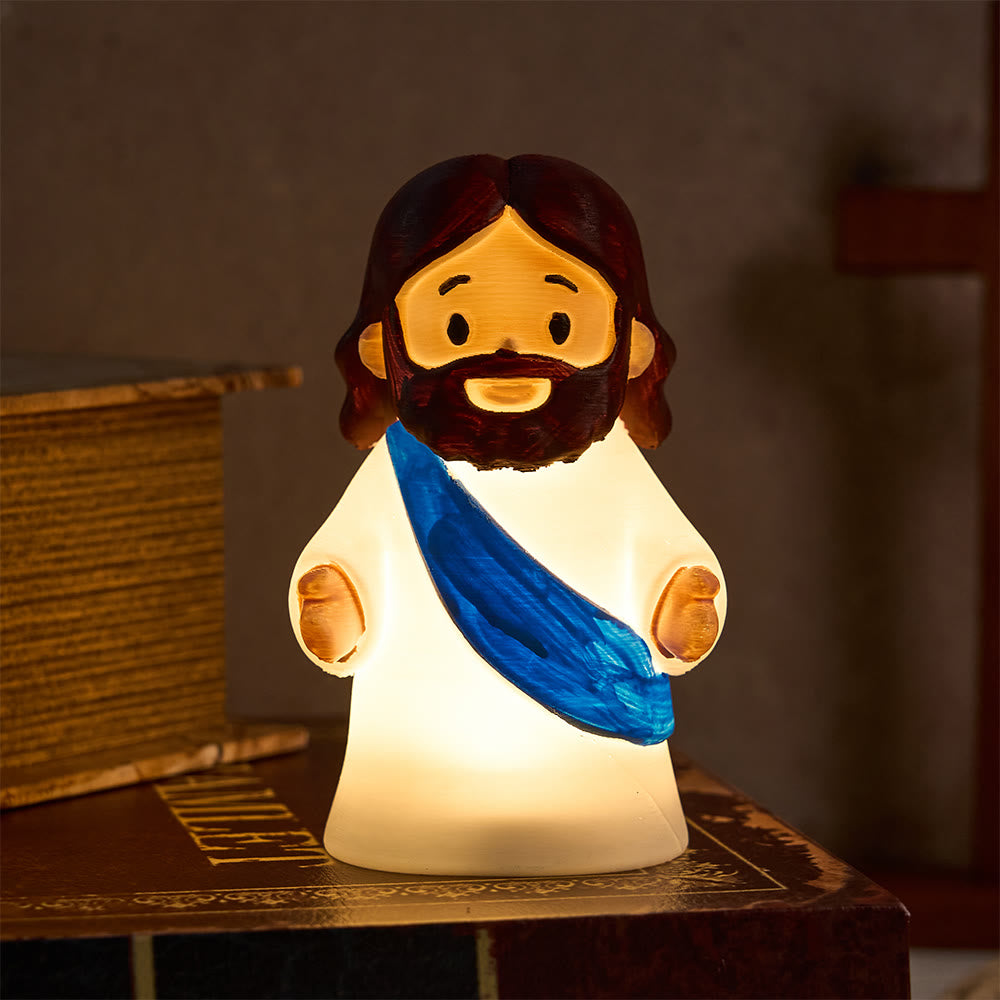 Christianartworkshop Glowing Jesus Tap Light Easter Ornament: Merge Playful Charm with His Care