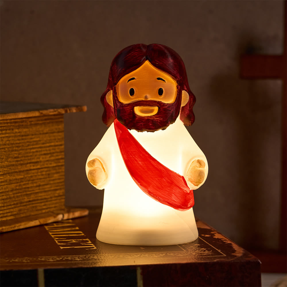 Christianartworkshop Glowing Jesus Tap Light Easter Ornament: Merge Playful Charm with His Care