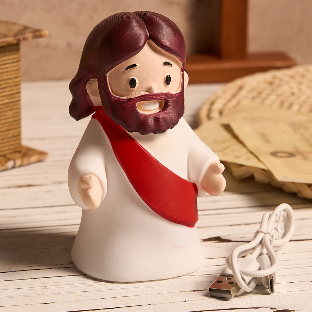 Christianartworkshop Glowing Jesus Tap Light Easter Ornament: Merge Playful Charm with His Care