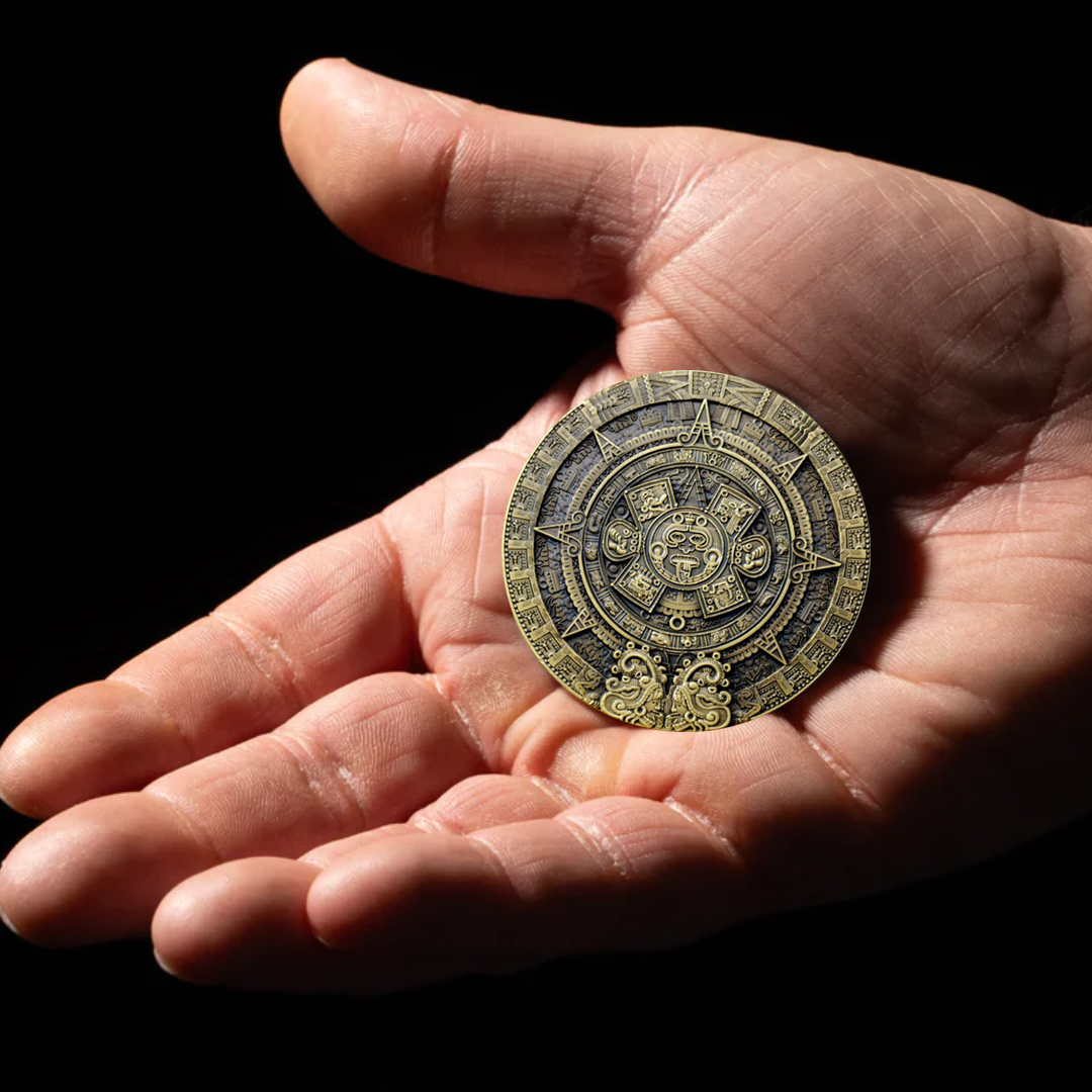 Aztec Maya Solar Sun Calendar Challenge Coin