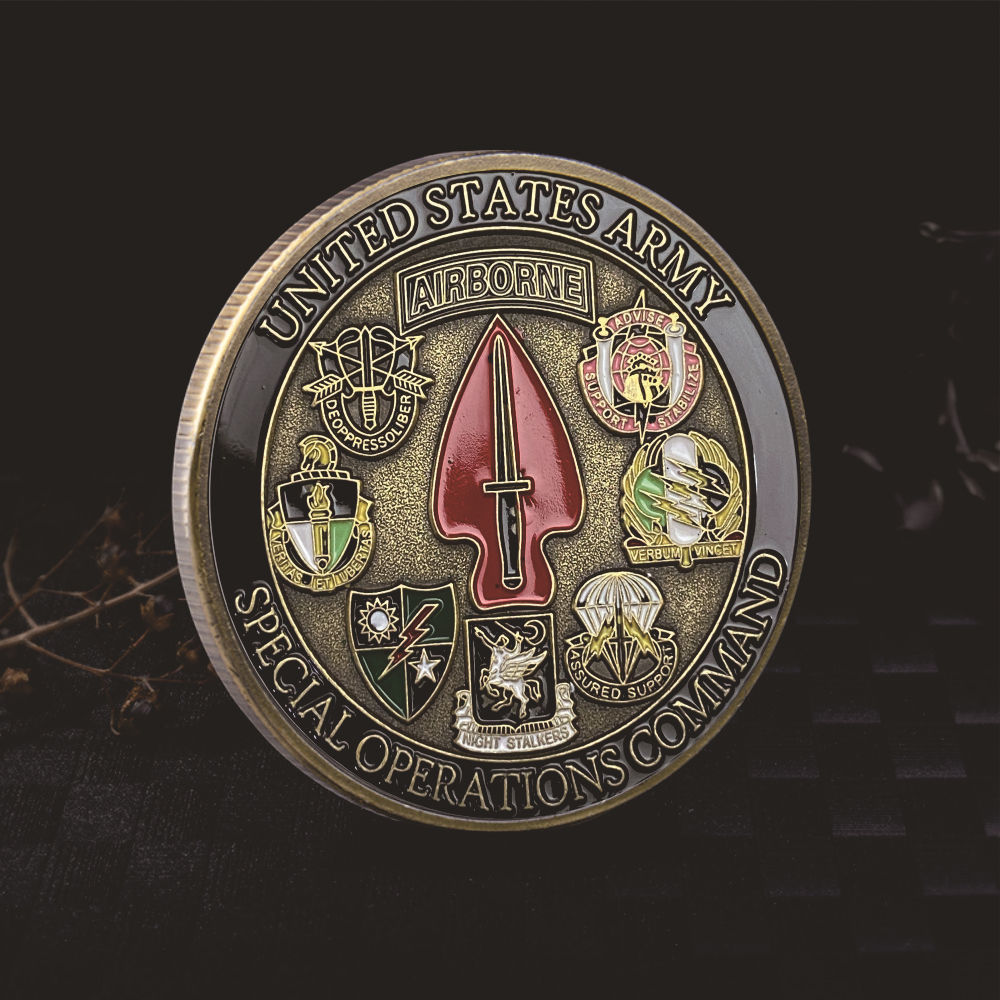 Military Fan Badge American Painted Commemorative Medals Coins