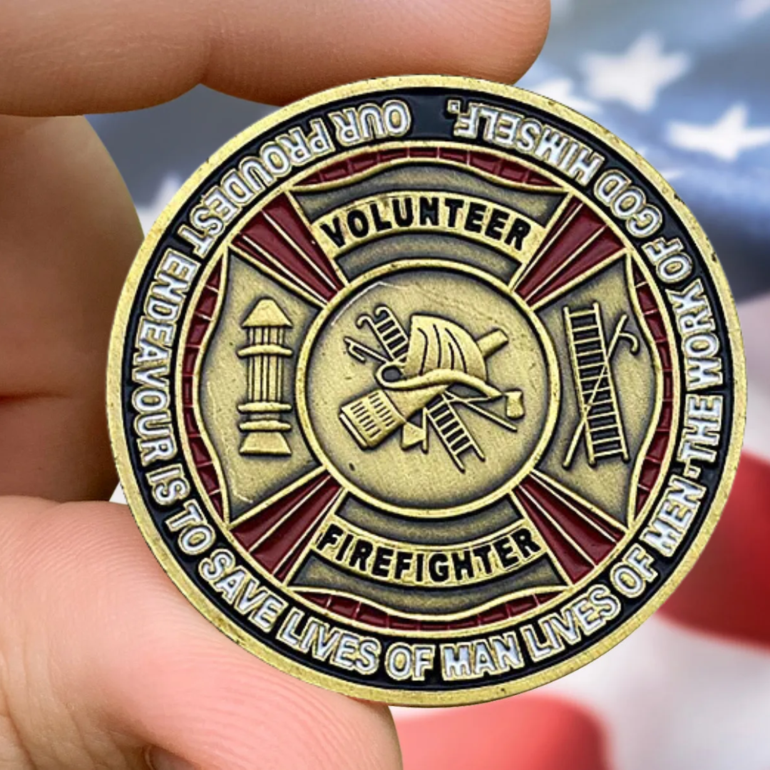 US Volunteer Firefighter Challenge Coin Respect Gratitude Collectible Souvenir