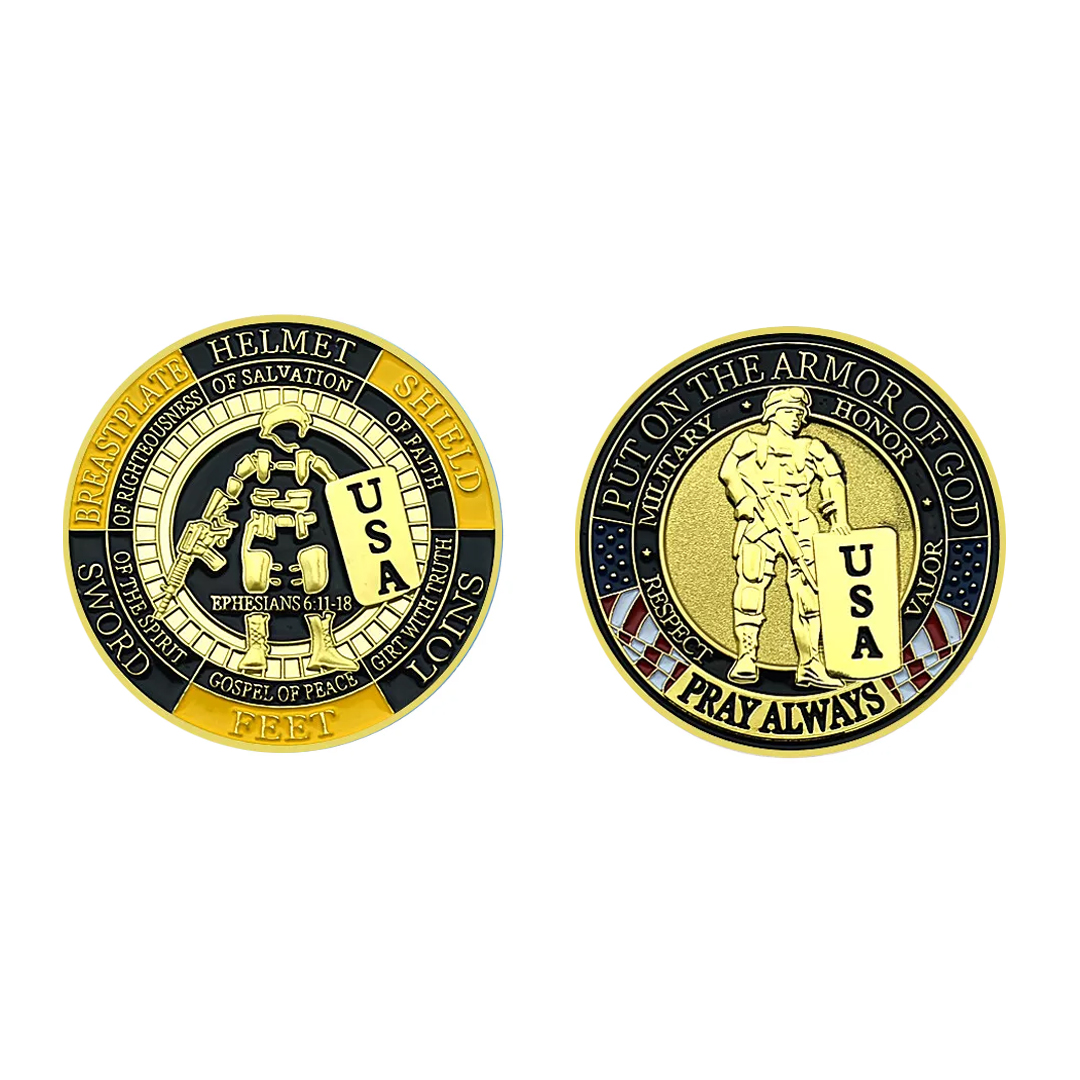 USA Police Armor of God Gold and Silver Challenge Coins 