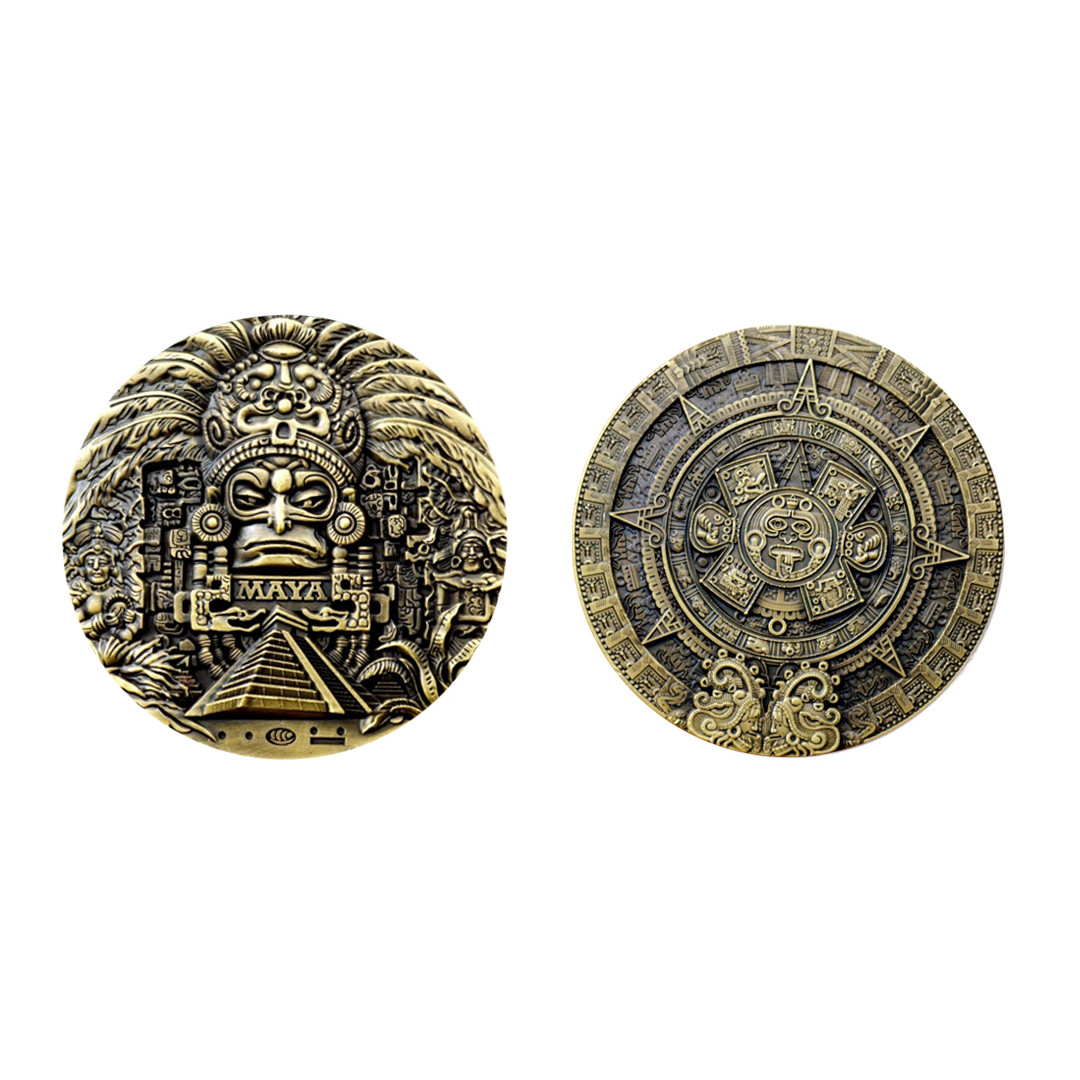 Aztec Maya Solar Sun Calendar Challenge Coin