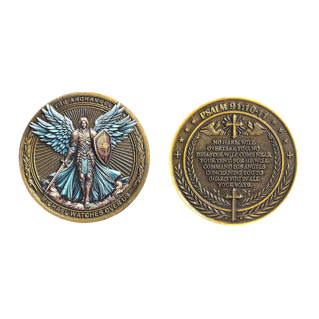 The Archangel Michael Watches Over Us Challenge Coin
