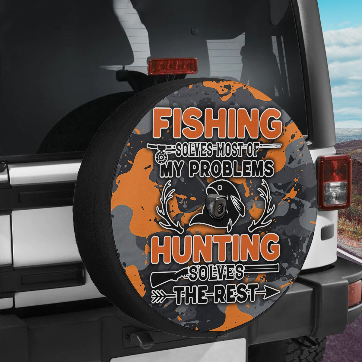 Fishing Camo Tire Cover For Car, Fishing Car Accessories, Wheel Tire Cover Waterproof
