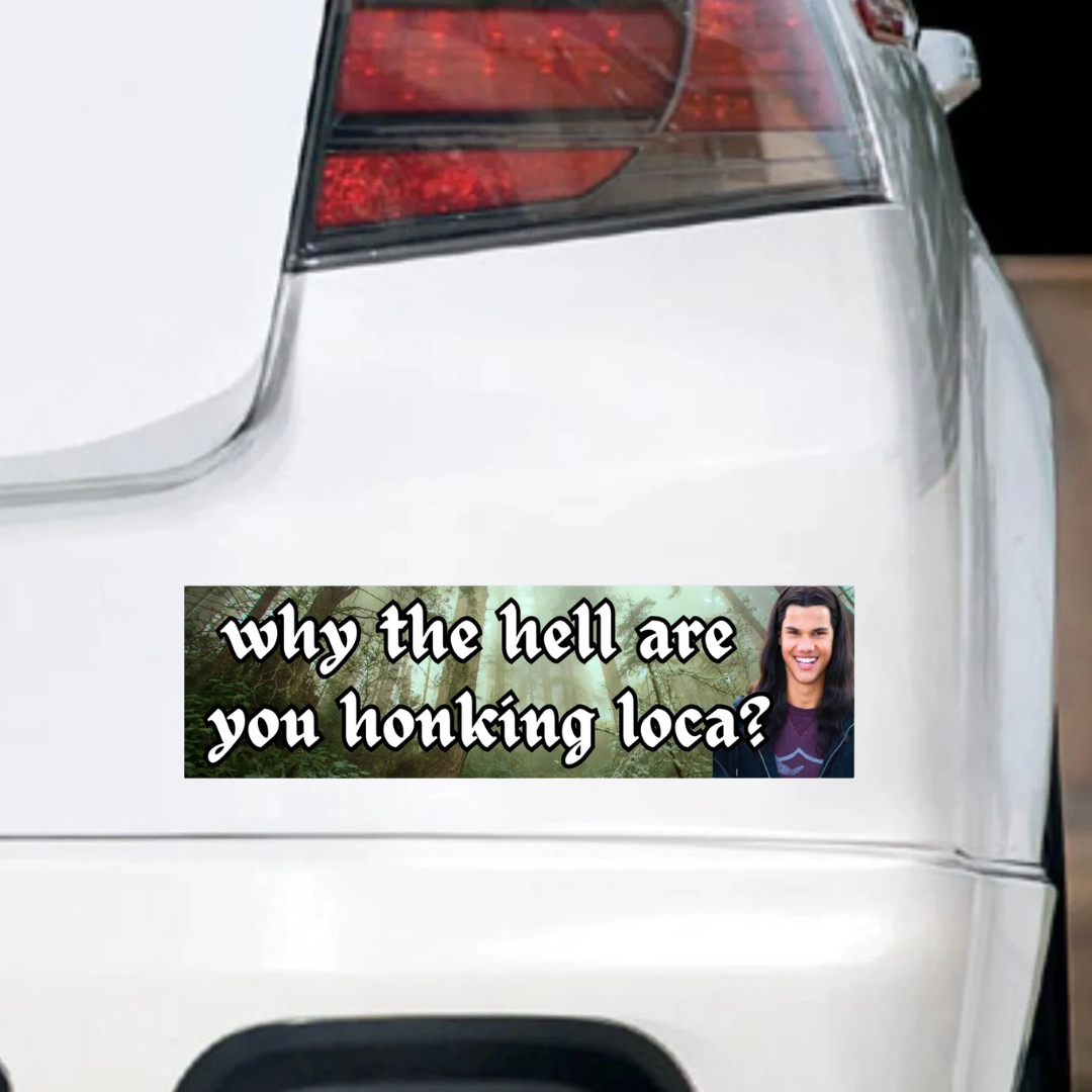 Why the hell are you honking loca | Bumper Sticker AND Magnet 