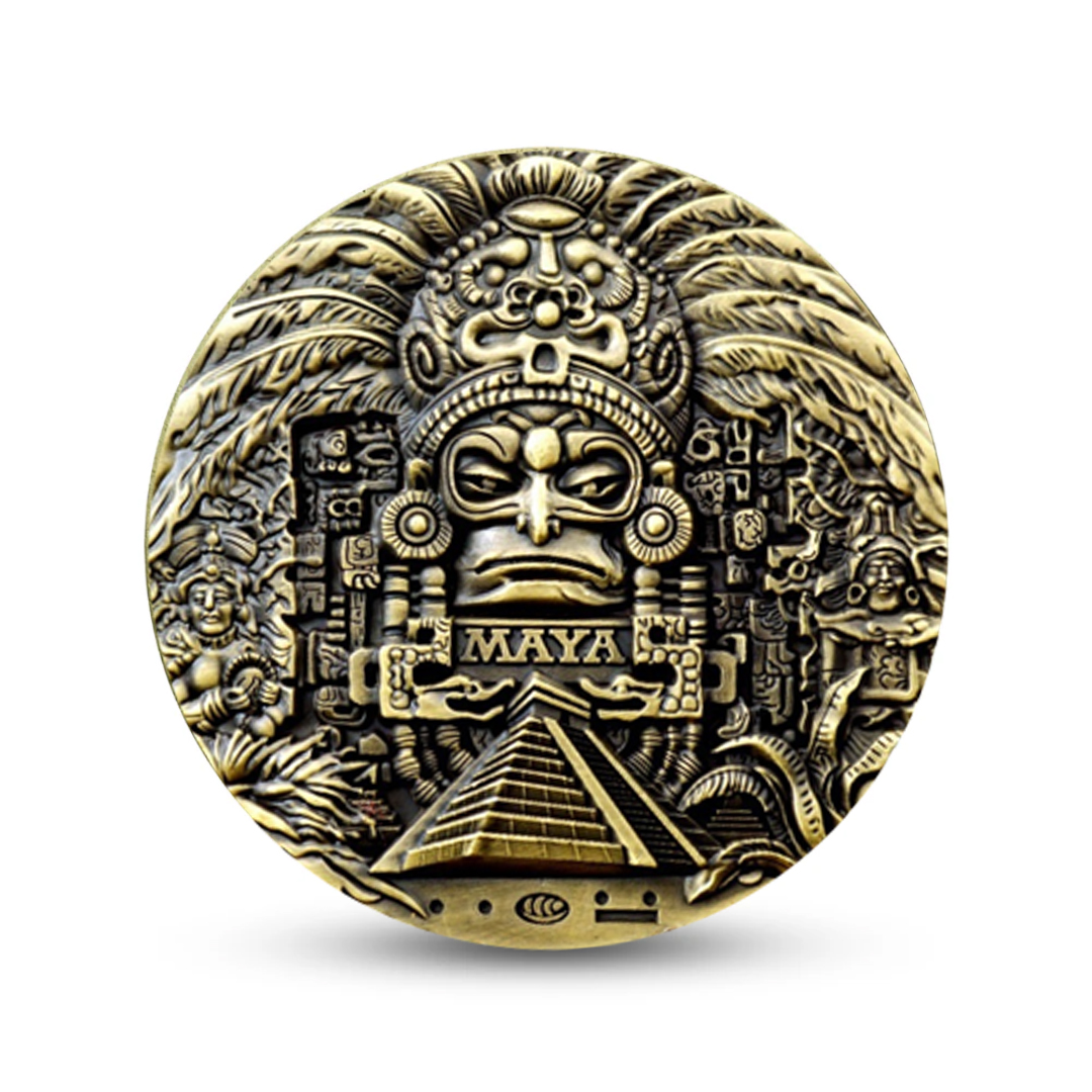 Aztec Maya Solar Sun Calendar Challenge Coin