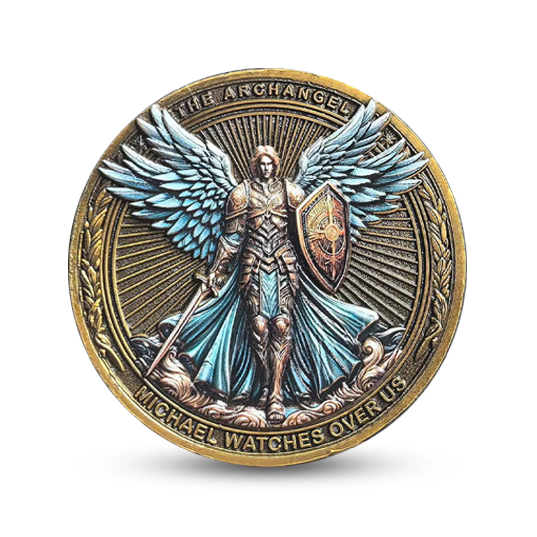 The Archangel Michael Watches Over Us Challenge Coin