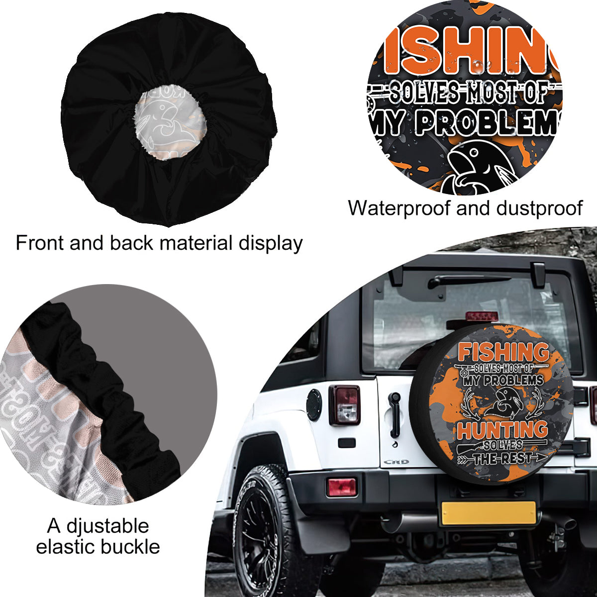 Fishing Camo Tire Cover For Car, Fishing Car Accessories, Wheel Tire Cover Waterproof