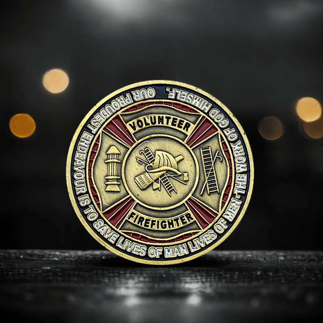 US Volunteer Firefighter Challenge Coin Respect Gratitude Collectible Souvenir