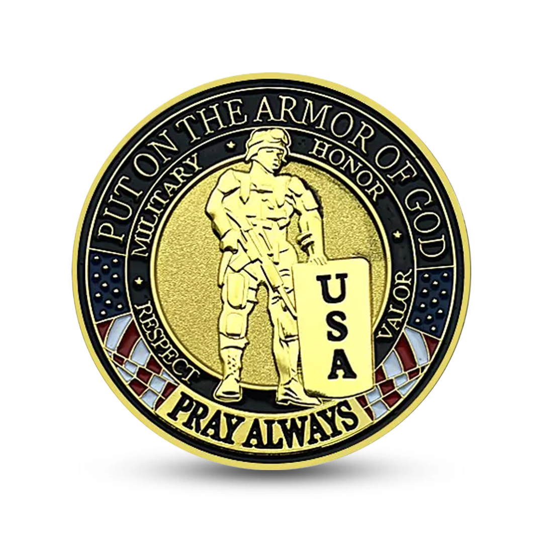 USA Police Armor of God Gold and Silver Challenge Coins 