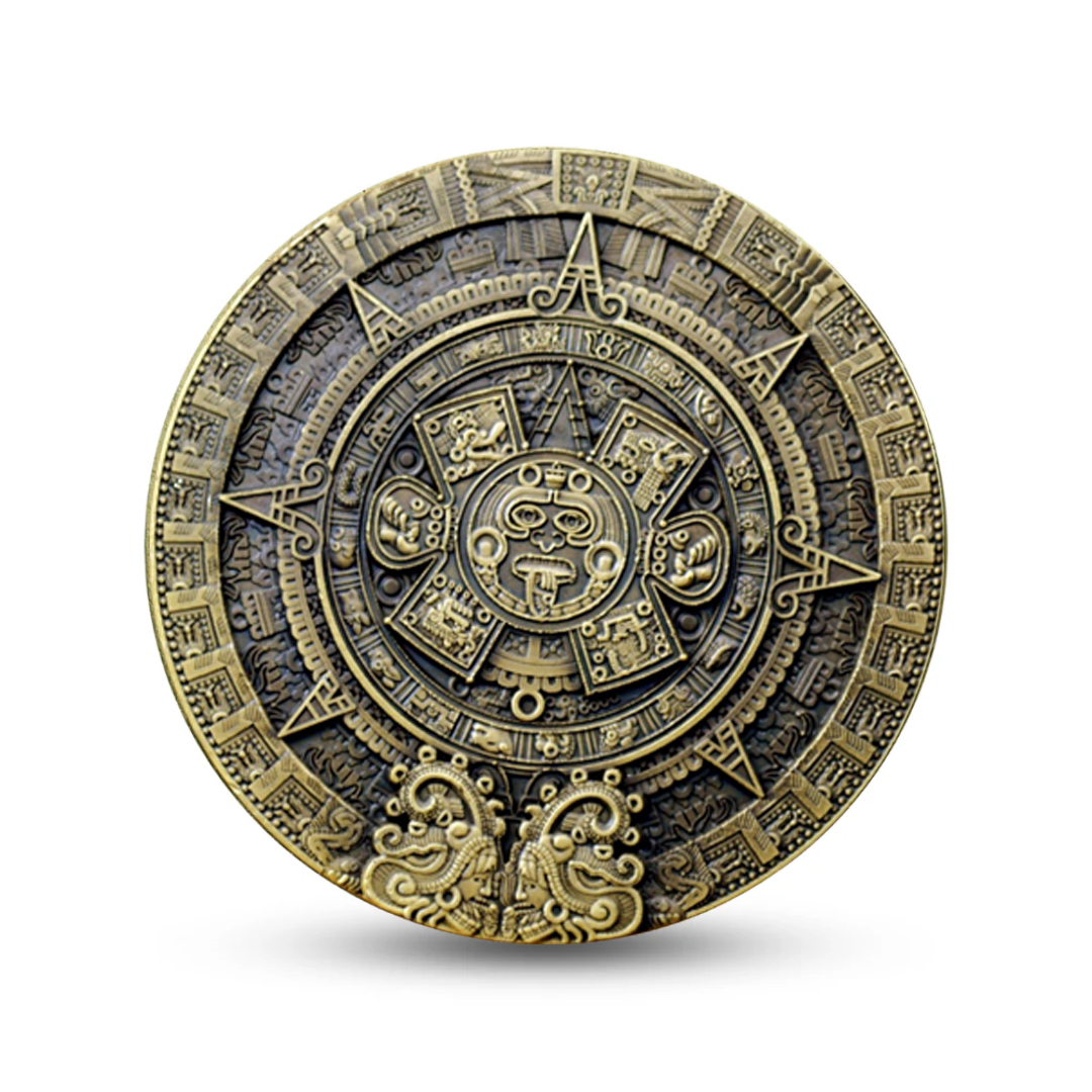 Aztec Maya Solar Sun Calendar Challenge Coin