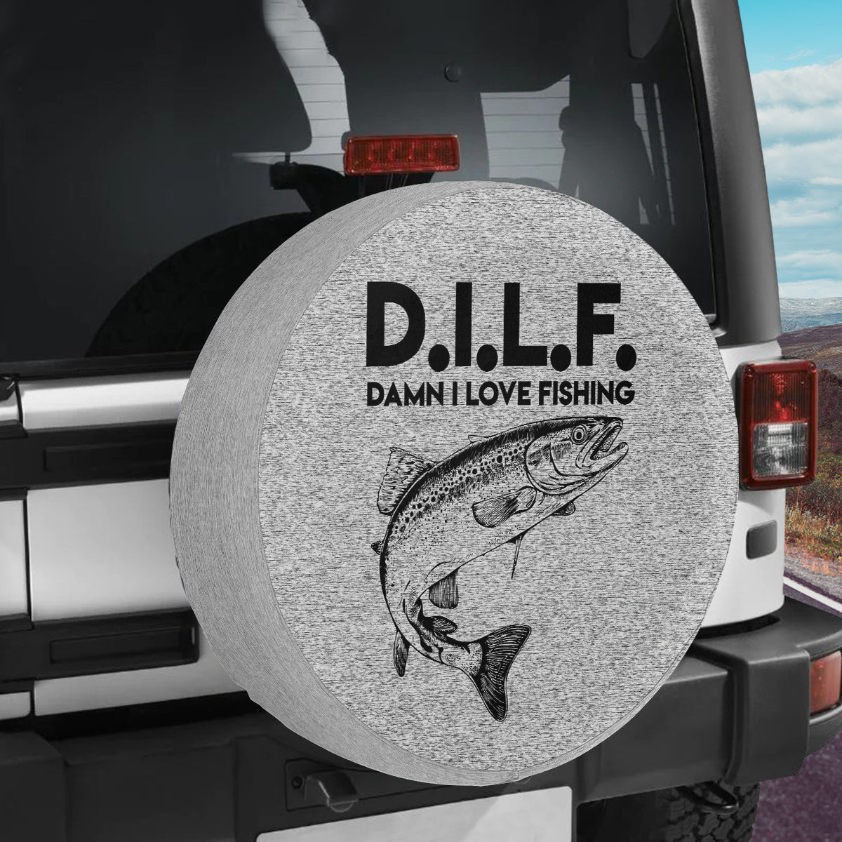 Fishing Spare Tire Cover, Damn I Love Fishing, Fishing Accessory, Fisherman Gift, Fishing Car Accessories