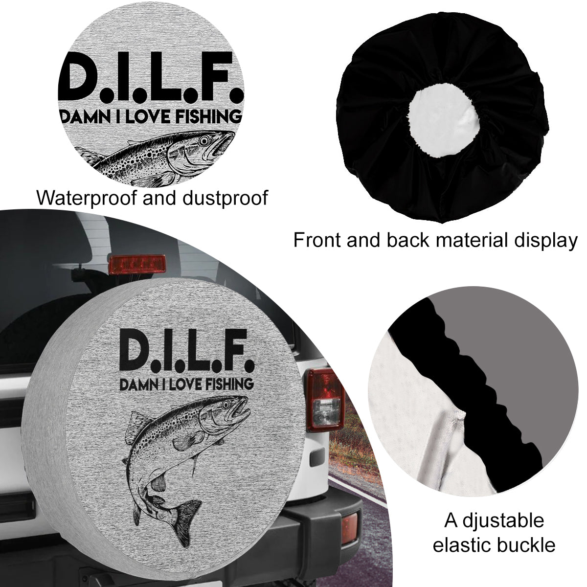 Fishing Spare Tire Cover, Damn I Love Fishing, Fishing Accessory, Fisherman Gift, Fishing Car Accessories