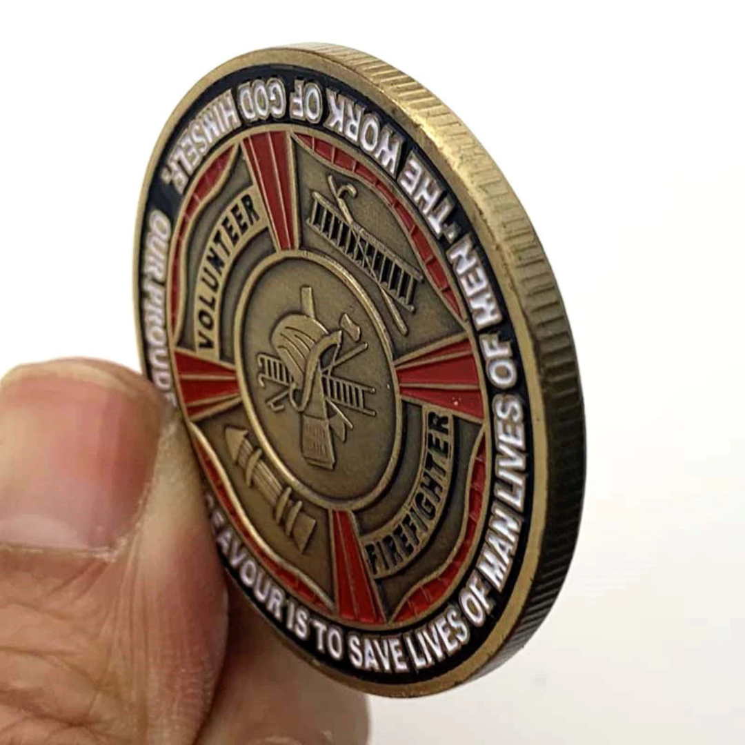 US Volunteer Firefighter Challenge Coin Respect Gratitude Collectible Souvenir