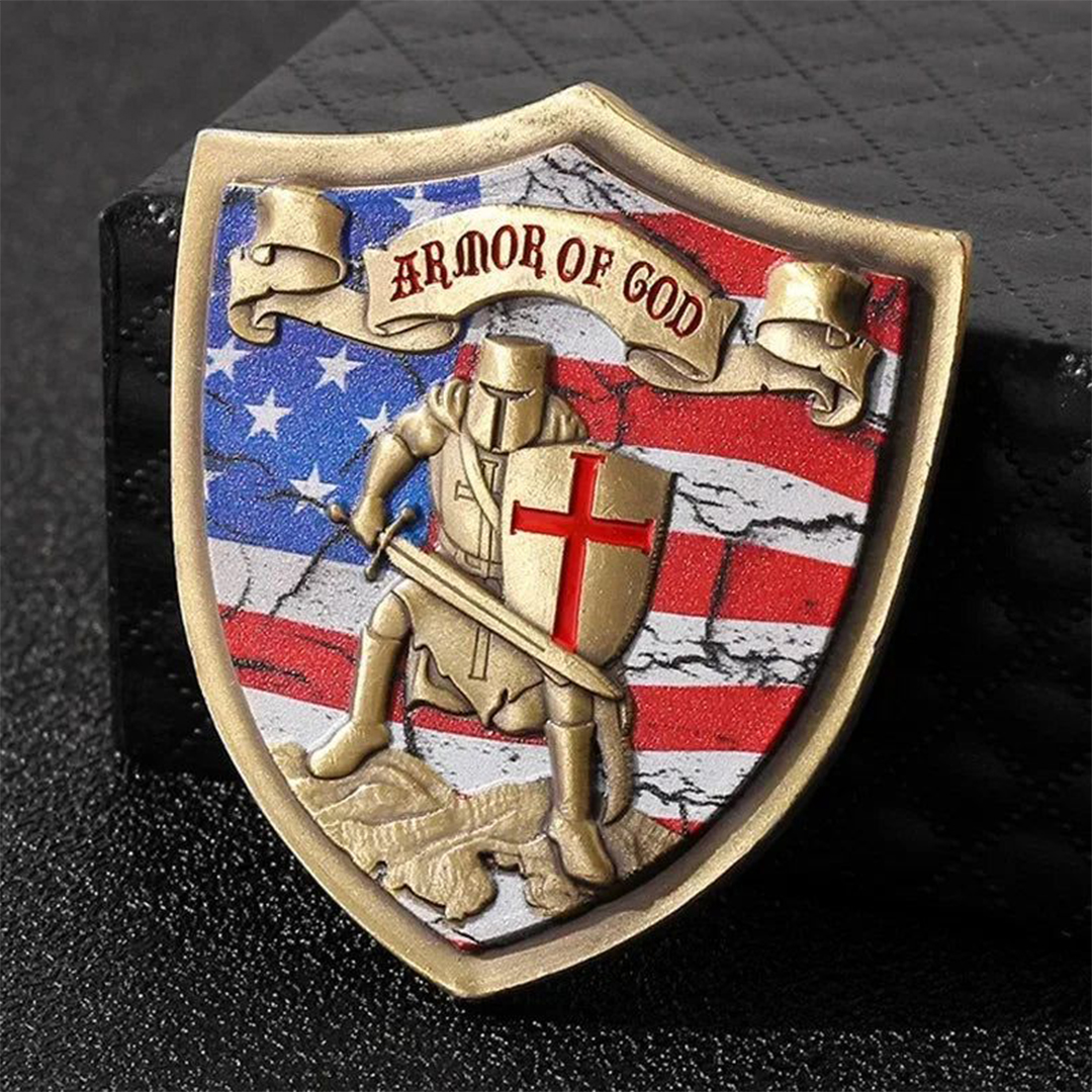 Armor of God American Knight Shield Shape Medals Bronze Coins Souvenir