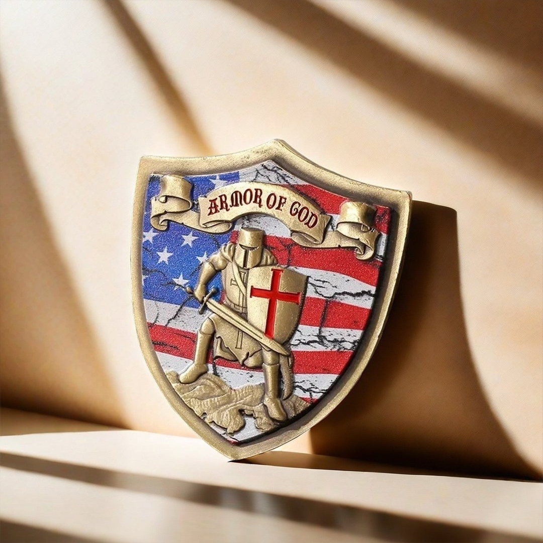 Armor of God American Knight Shield Shape Medals Bronze Coins Souvenir