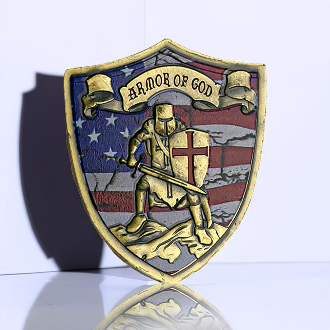 Armor of God American Knight Shield Shape Medals Bronze Coins Souvenir
