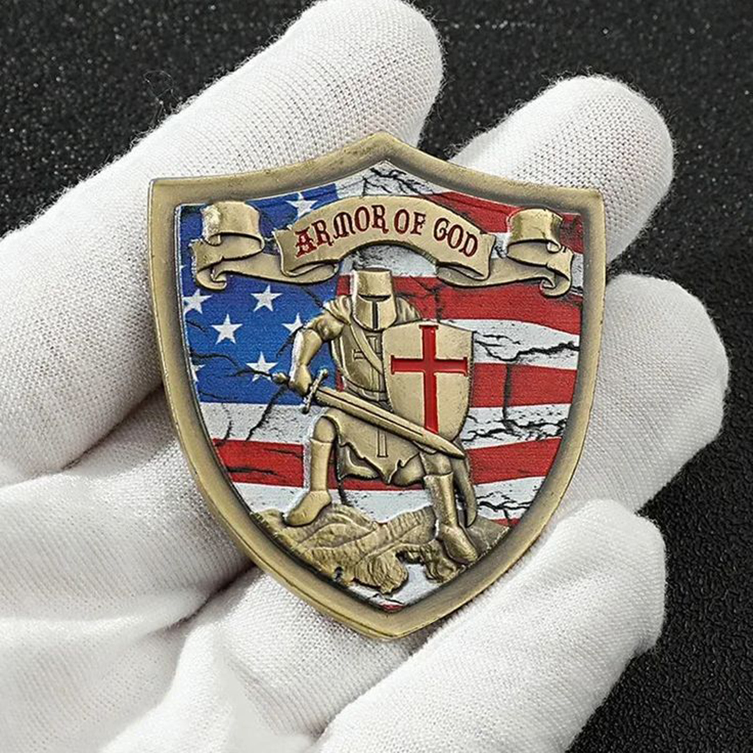 Armor of God American Knight Shield Shape Medals Bronze Coins Souvenir