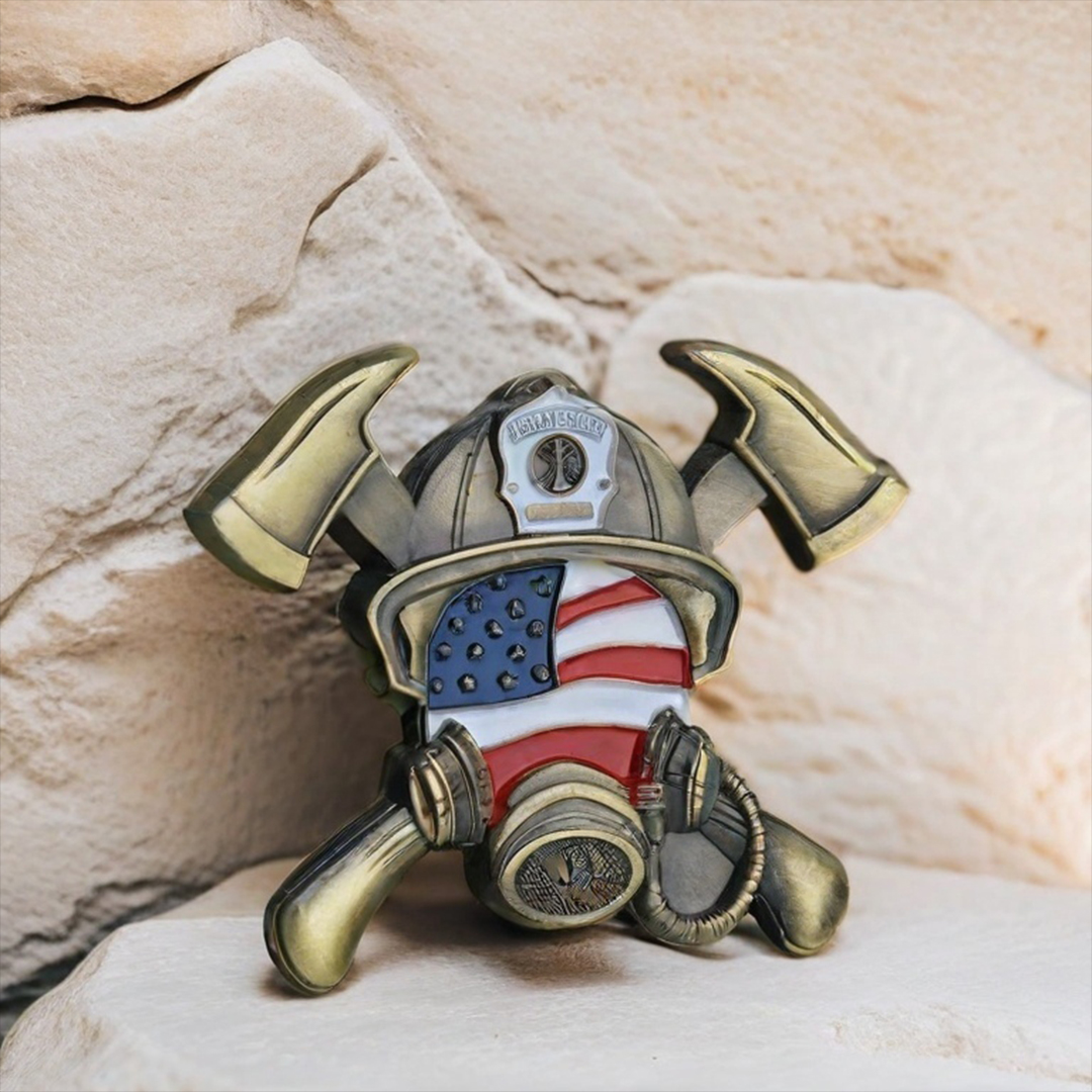 Firefighter Maltese Cross Fireman's Prayer Fire Respirator Shaped Challenge Coin