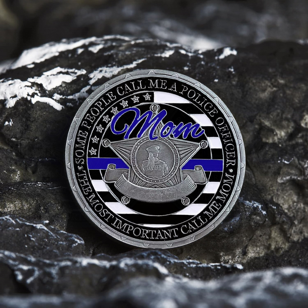 Police Officer Family Challenge Coin Honor Mom Respect Collectible Gif