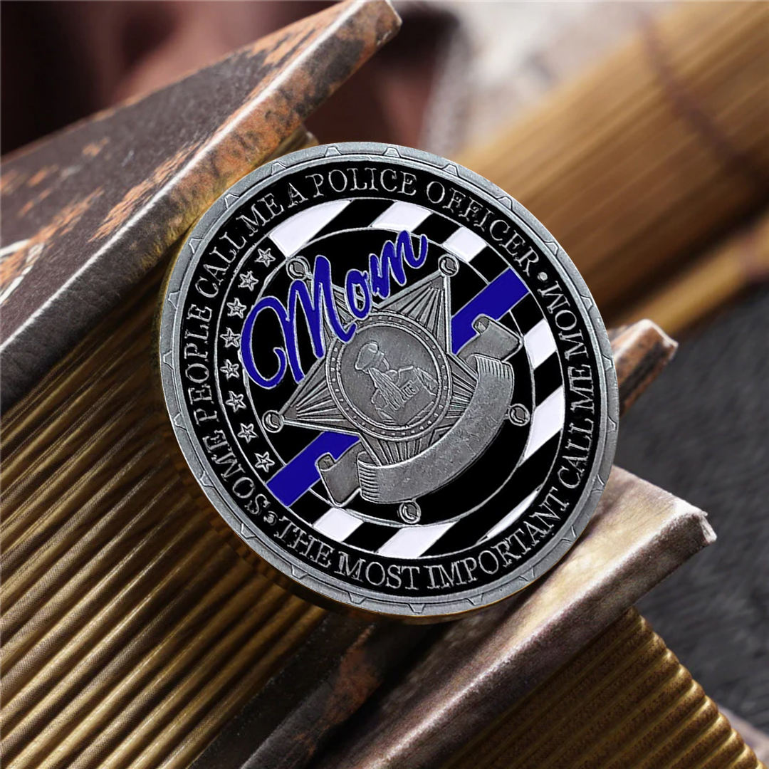 Police Officer Family Challenge Coin Honor Mom Respect Collectible Gif