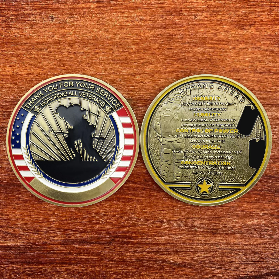 Military Veteran Challenge Coin Creed Retirement Souvenir