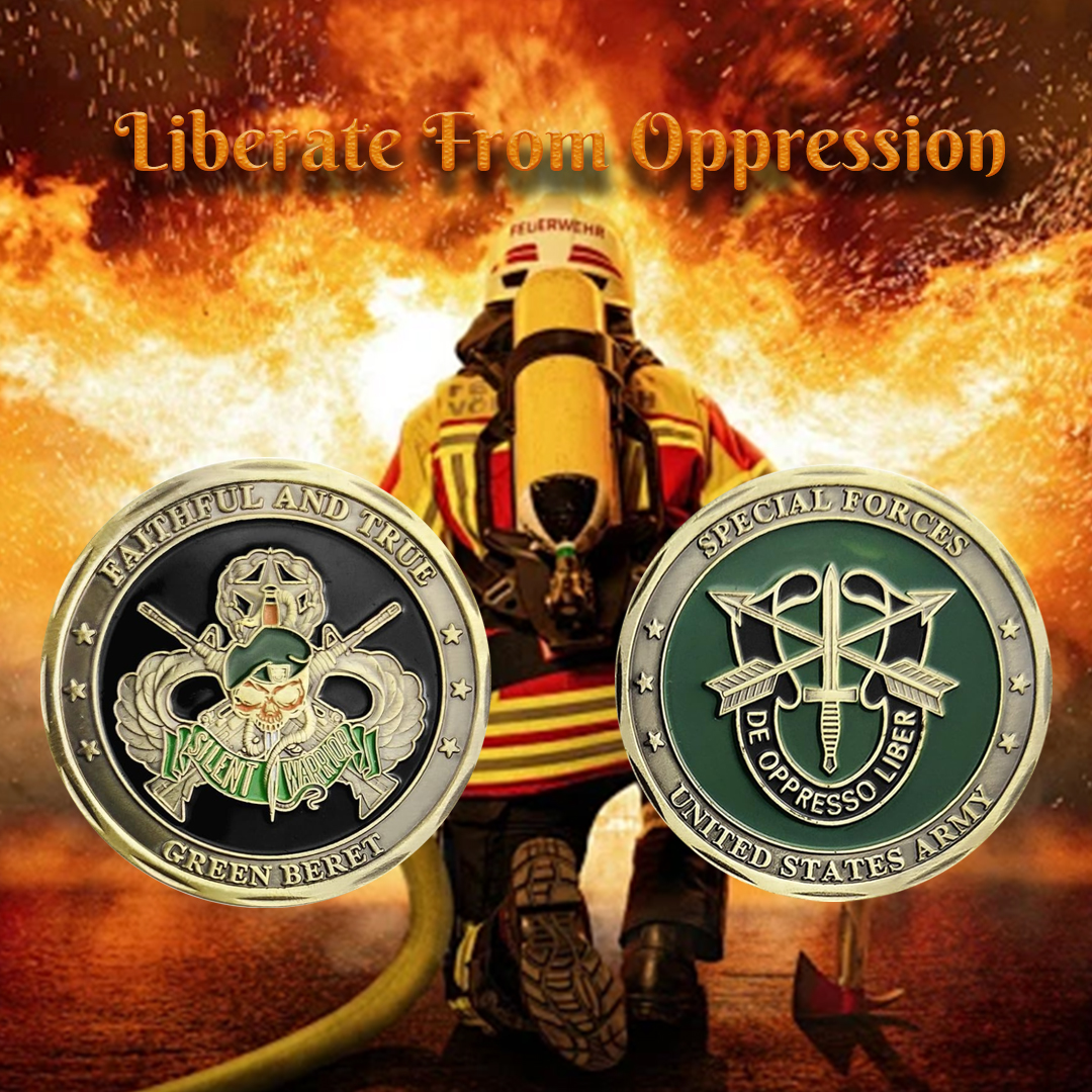  US Army Liberate From Oppression Special Forces Green Beret Challenge Coin