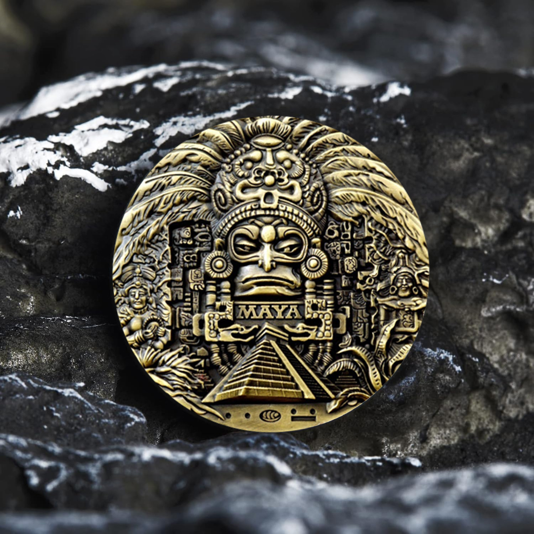 Aztec Maya Solar Sun Calendar Challenge Coin