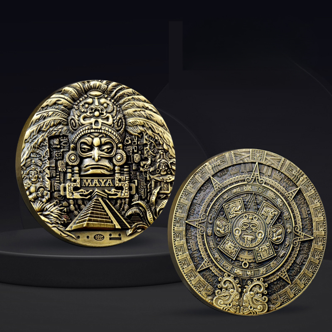 Aztec Maya Solar Sun Calendar Challenge Coin