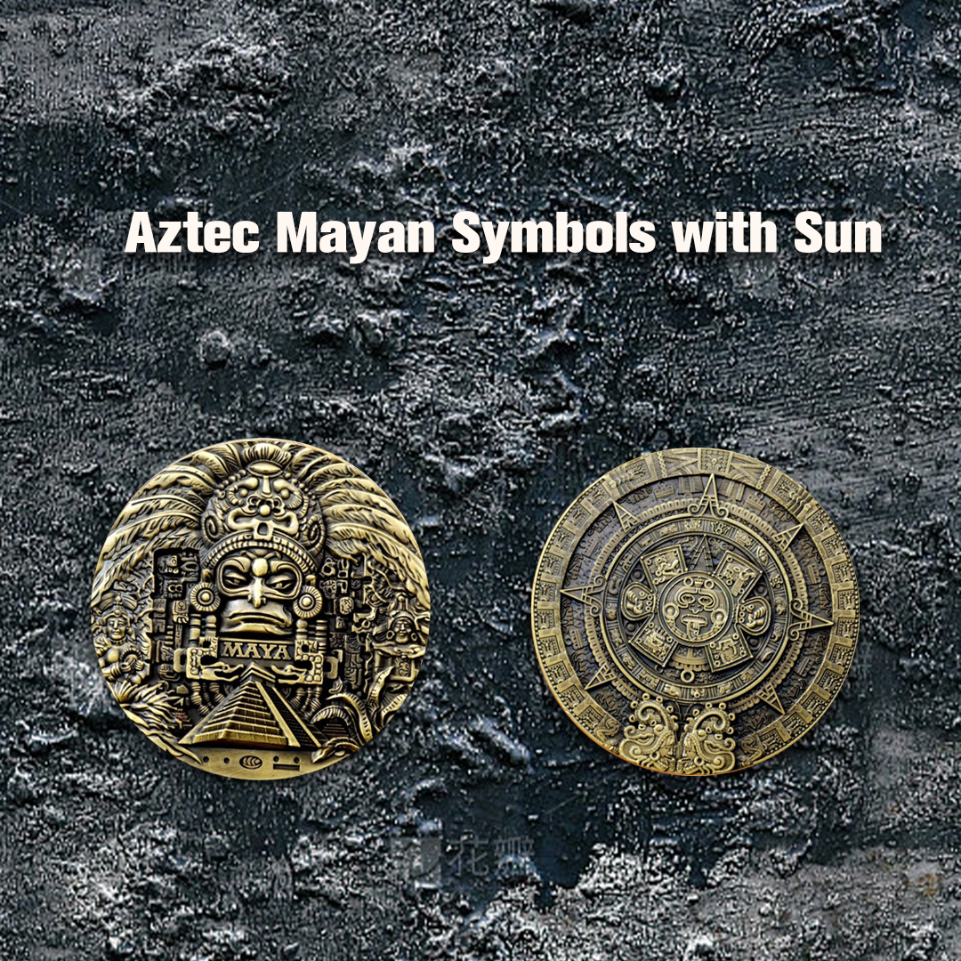 Aztec Maya Solar Sun Calendar Challenge Coin