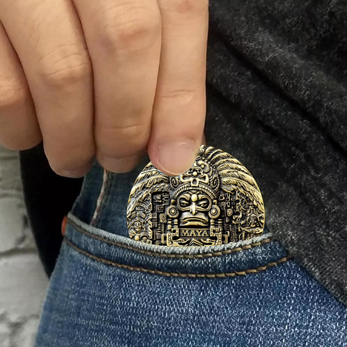 Aztec Maya Solar Sun Calendar Challenge Coin