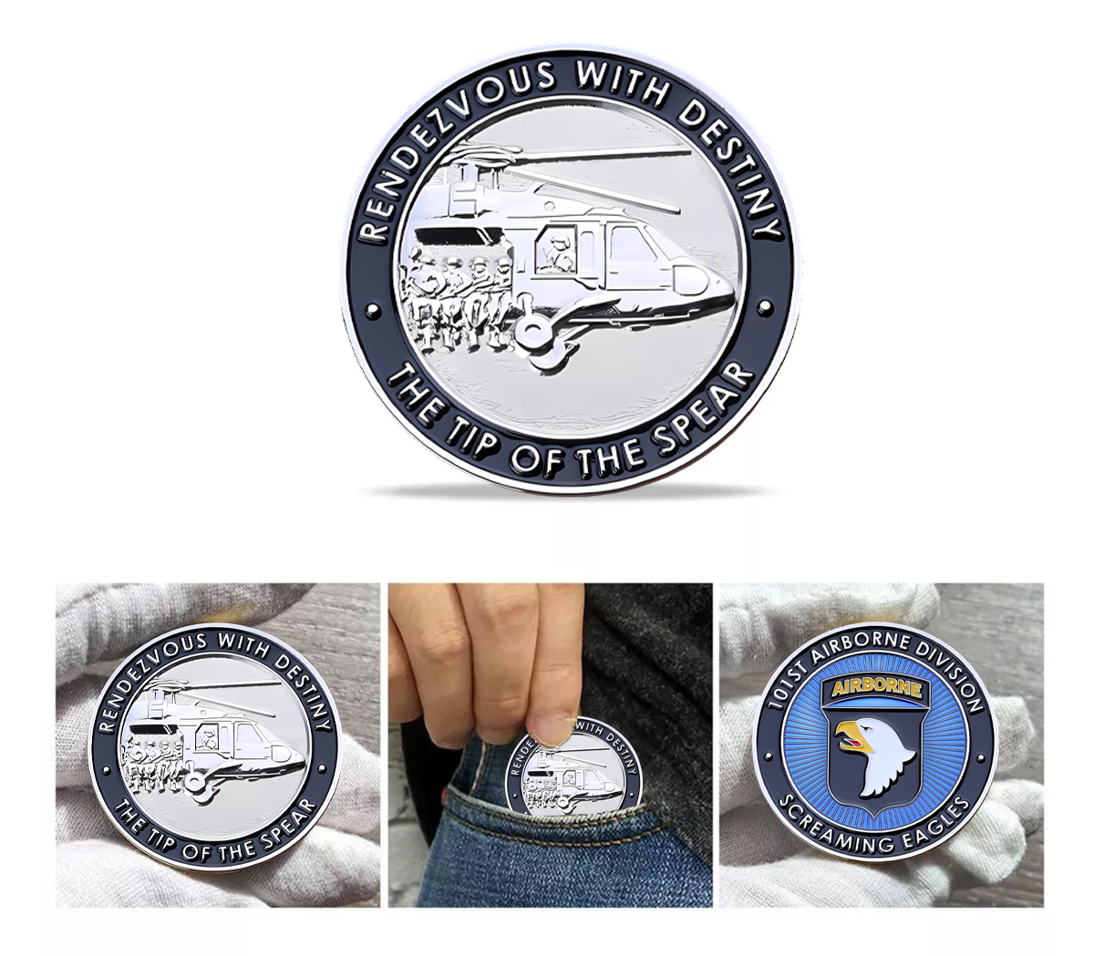 Antique Silver 101st Airborne Challenge Coin