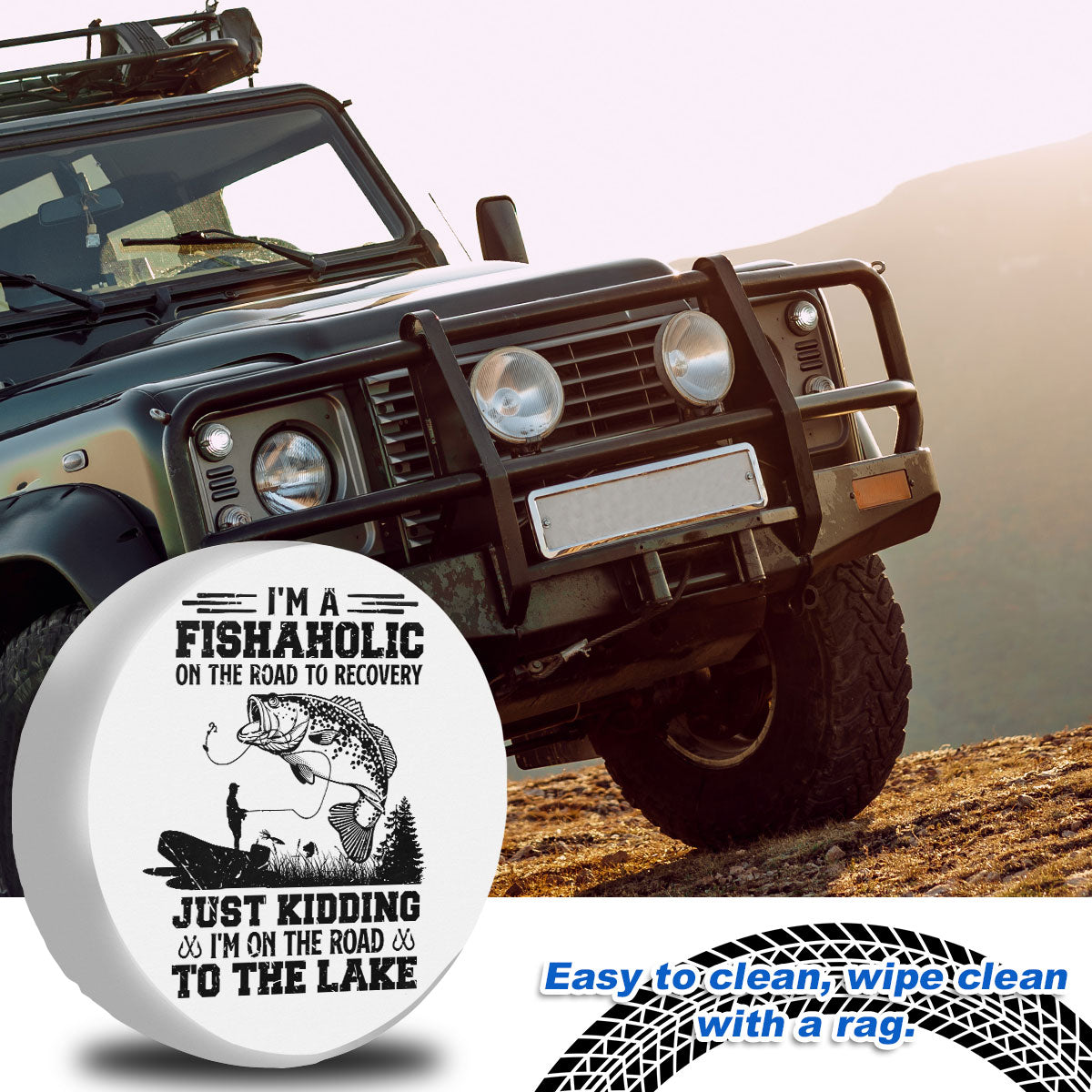 I'm A Fishaholic, Fishing Dad Gift, Tire Cover For Car, Waterproof Wheel Cover