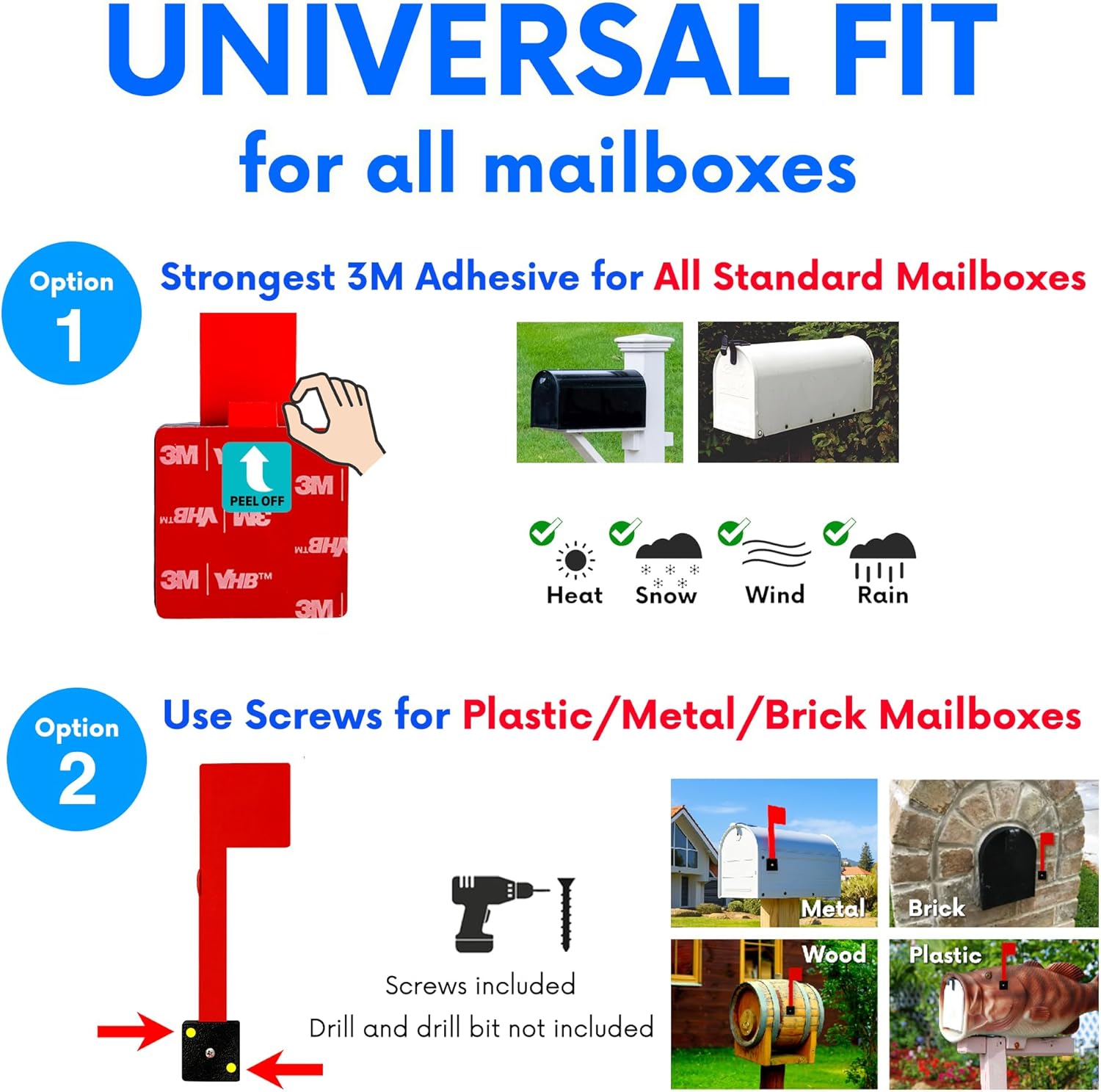 No Tools Needed Waterproof Sturdy Mailbox Flag Replacement for Post Mount Mailboxes