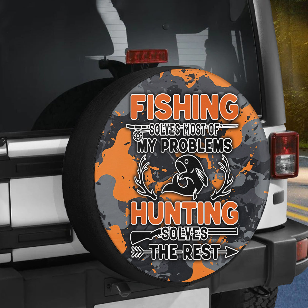 Fishing Camo Tire Cover For Car, Fishing Car Accessories, Wheel Tire Cover Waterproof