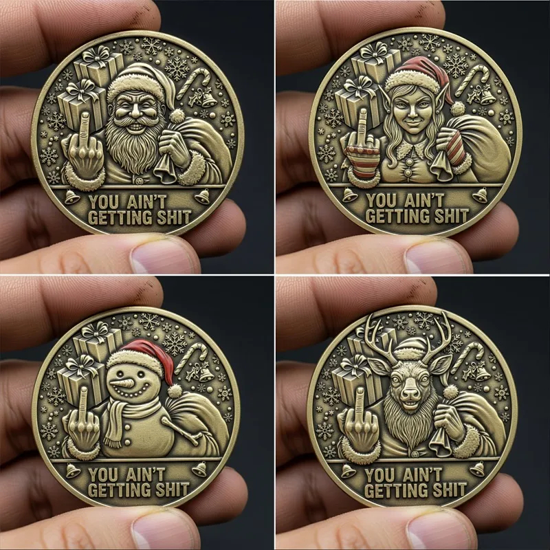 🖕“You Ain’t Getting Shit” Christmas Challenge Coin Collection: Edgy Holiday Humor in Every Detail 🎄
